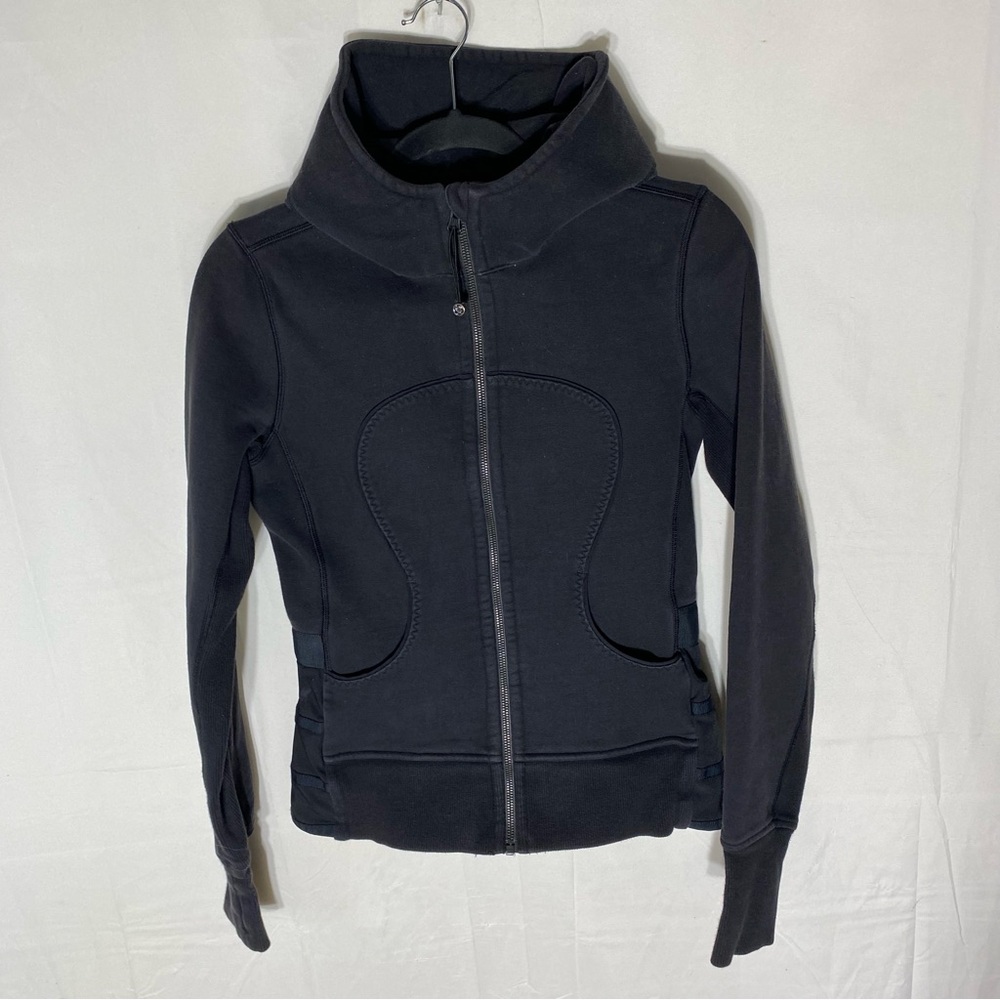 Lululemon Athletica Slightly Faded Black Hiver 2013 Ruffled Up Full Zip Hoodie 8